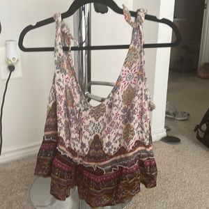 Button Front Tie Tank with Peplum - small